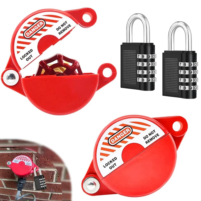 T81C 2Pack Gate Valve Lockout Device With Coded Lock For 1 To 2-1/2In Gate Valve Handles Gate Valve Lockout Water Spigot Lock