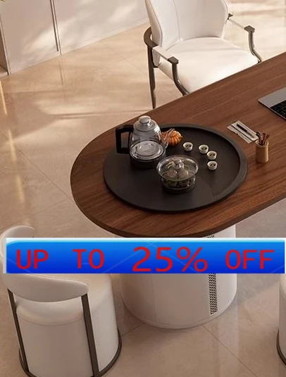 

LMM solid wood tea table tea table combination integrated home office balcony table and chairs