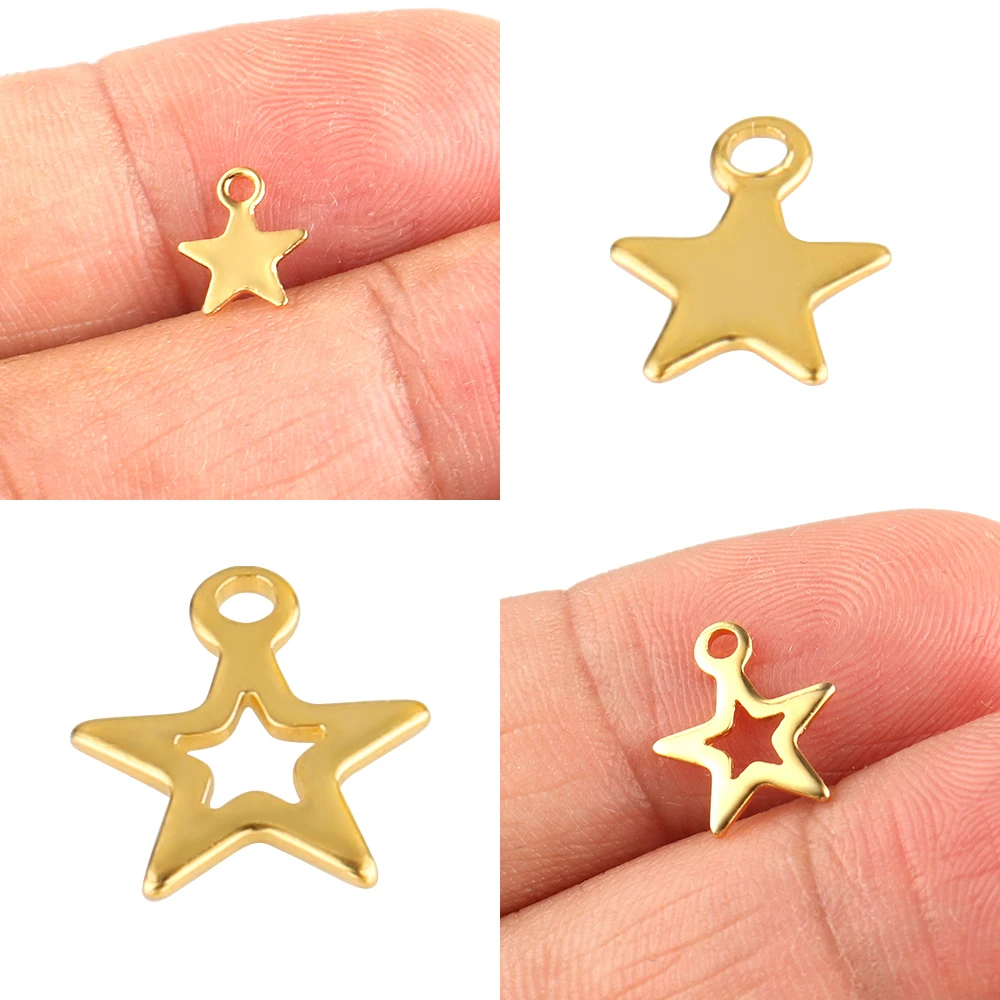 20pcs/lot Star Heart Shell Moon Charm Stainless Steel Charms for Jewelry Making Supplies Accessories DIY Pendant Jewelry Finding