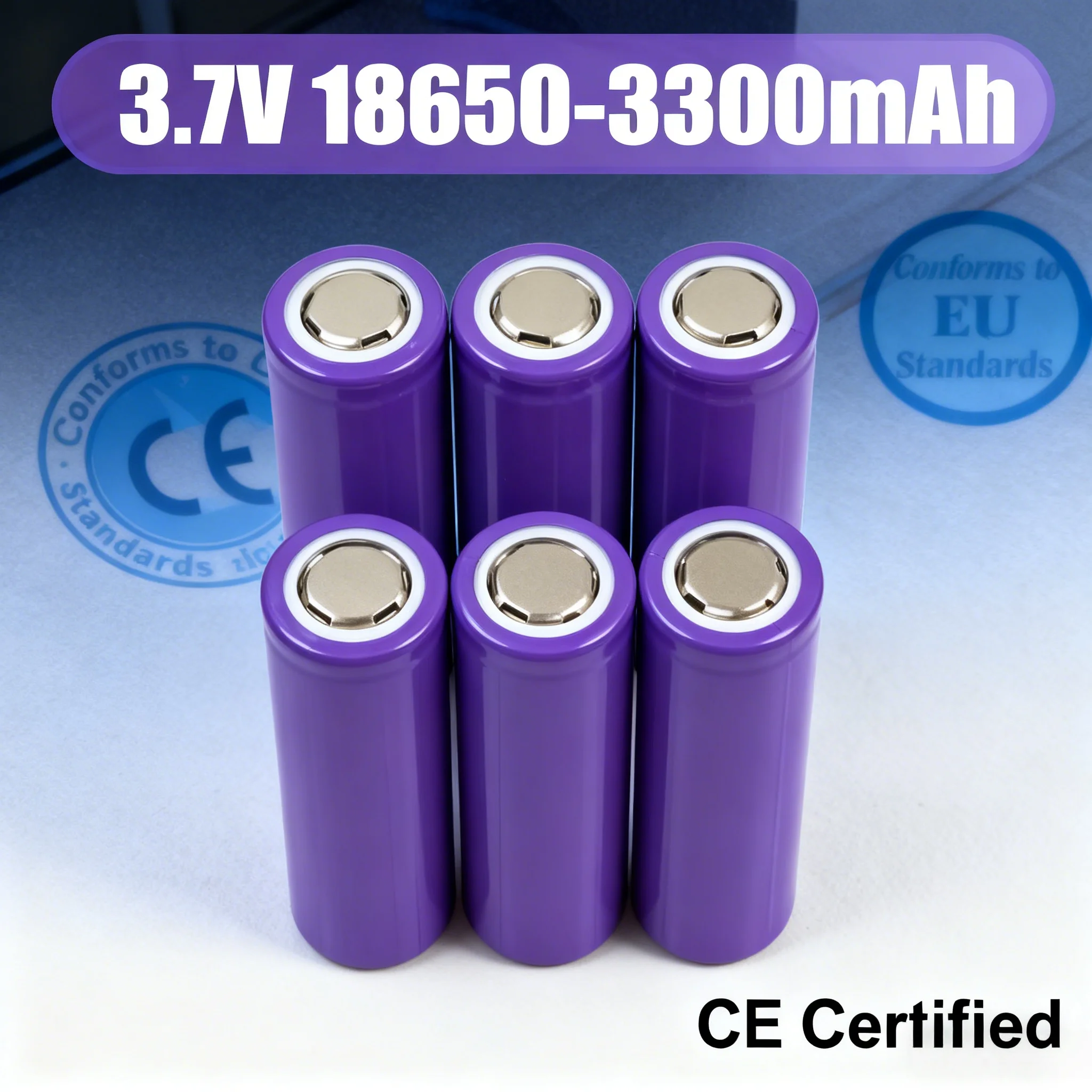 18650 3300mAh 3,7V Li-Ionen-Akku mit Flachkopf |   Hohe Kapazität für professionelle Geräte |   CE/RoHS-zertifiziert & EU-konform