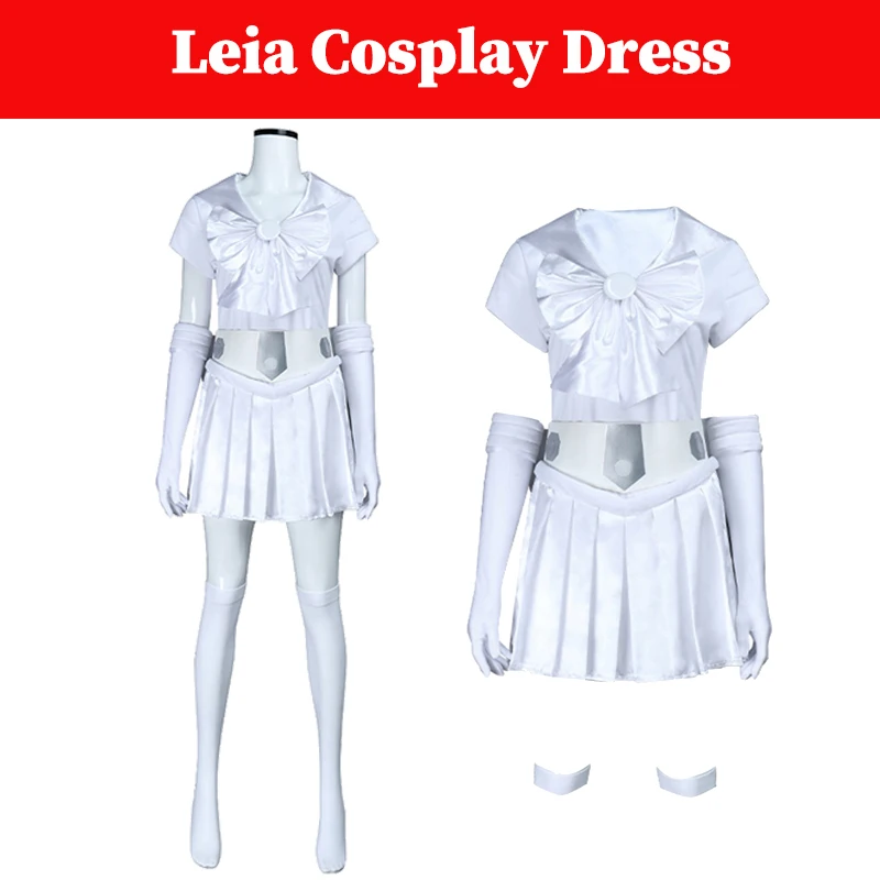 

Space Battle Role Leia Cosplay Dress Costume White Skirts Socks Gloves Set Women Fantasia Clothing Halloween Party Suits Female