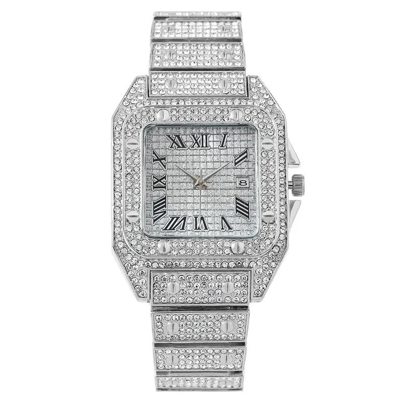 Fashion Women's Square Watch Full Diamond Inlay Roman Numeral Starry Sky Design Ladies Quartz Movement Female Wristwatches Girl