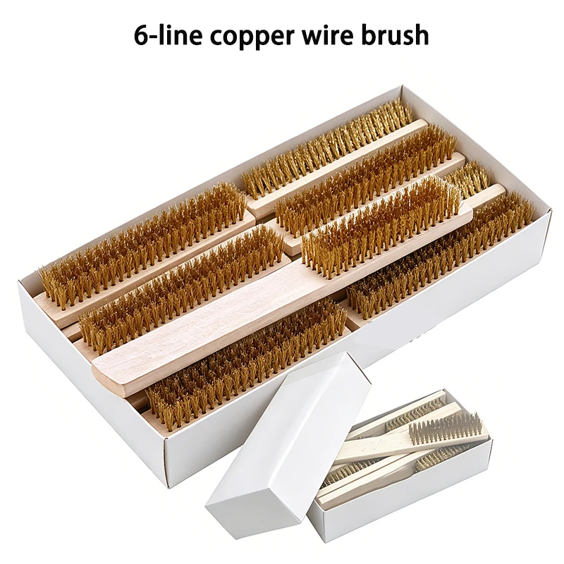 3. 4. 6-Line Copper Wire Stainless Steel Wire Nylon Brush Wooden Handle Plastic Handle Rust Removal Stationery Cleaning