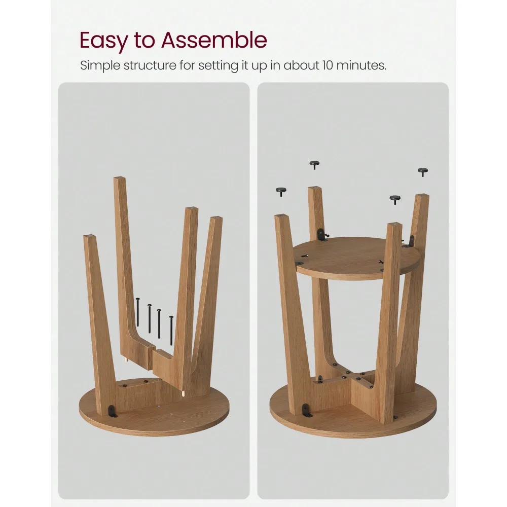 

Круглый приставной столик с нижней полкой, прикроватный столик для небольших помещений, тумбочка для гостиной, спальни 15,8 x 15,8 x 19,7 дюймов