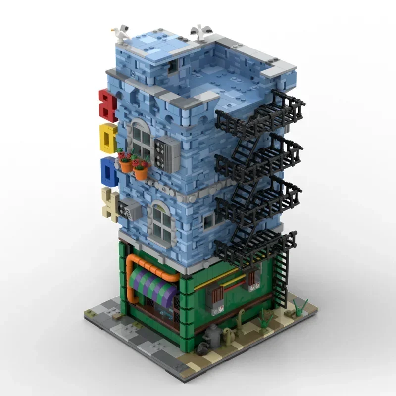 Bloques de construcción Moc, modelo de librería Modular, ladrillos técnicos, montaje artesanal, juguetes con vista a la calle para niños, regalos de vacaciones