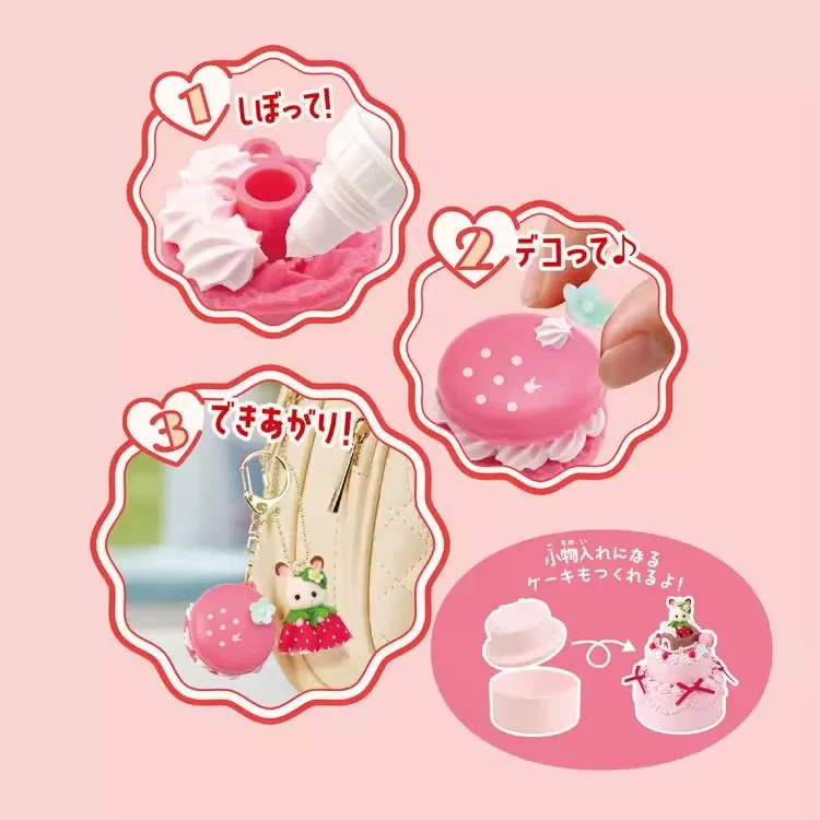 Nuevos muebles originales de los familias Sylvanian, juguetes de Chocolate, conejo, pastel de fresa, dulces, conjunto conmemorativo de aniversario, juego de simulación