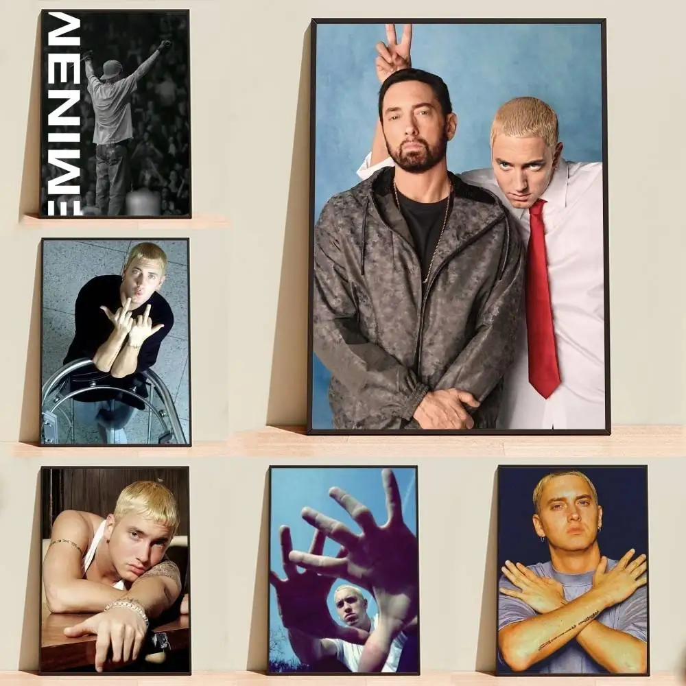 Slim Shady E-Eminem Rapper Poster Self-adhesive Waterproof Paper Sticker Coffee House Bar Room Wall Decor