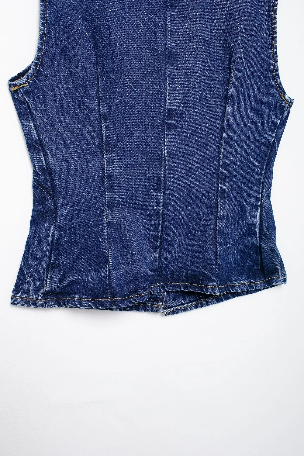 Tangada Women 2024 Blue Denim Waistcoat Vintage V Neck Sleeveless Female Outerwear 3H0833