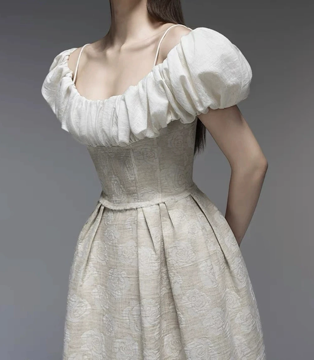 Spódnica podróżna w stylu wysokiej mody z kwiatowym kołnierzykiem, lekka luksusowa, niszowa, wysokiej klasy spódnica księżniczki - GZXX1206