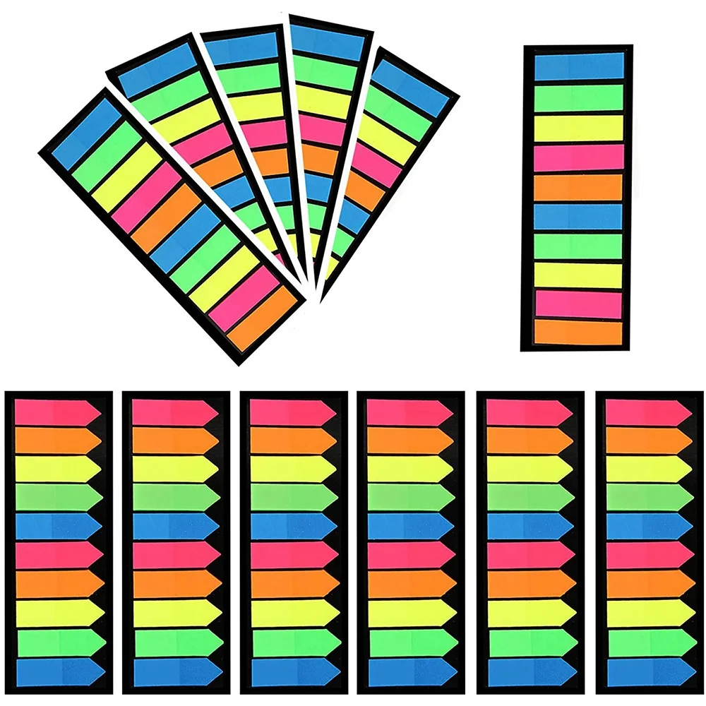 12 Sets Neon Page Markers Sticky Index Tabs, Colored Index Tab Flags, Fluorescent Sticker Tabs Note for Books, 2 Designs