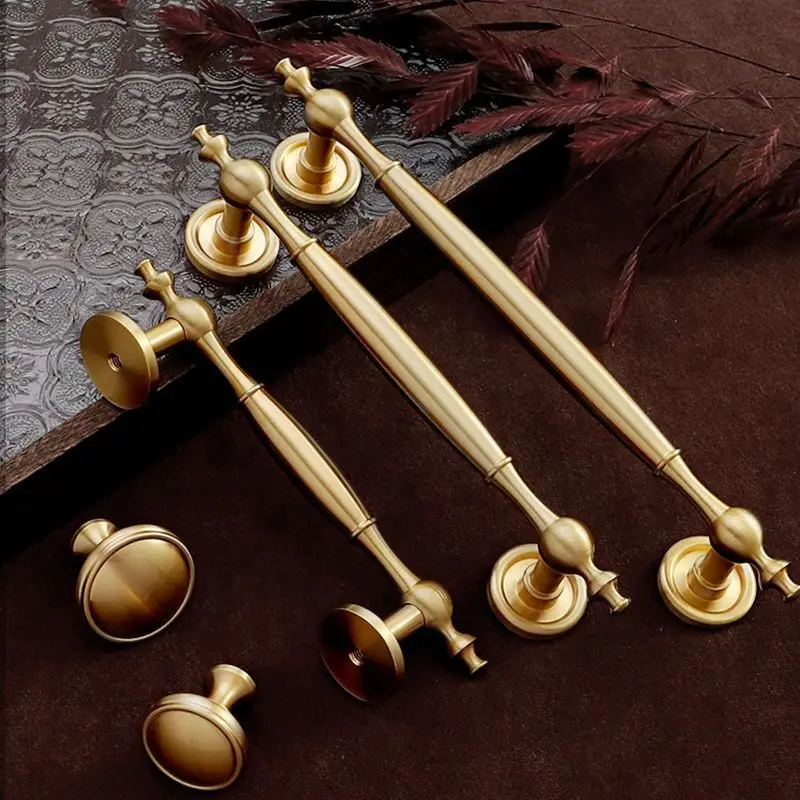 French-style cabinet door brass handle for cabinets, drawers, wardrobes, furniture, vintage furniture, long handle for wardrobe
