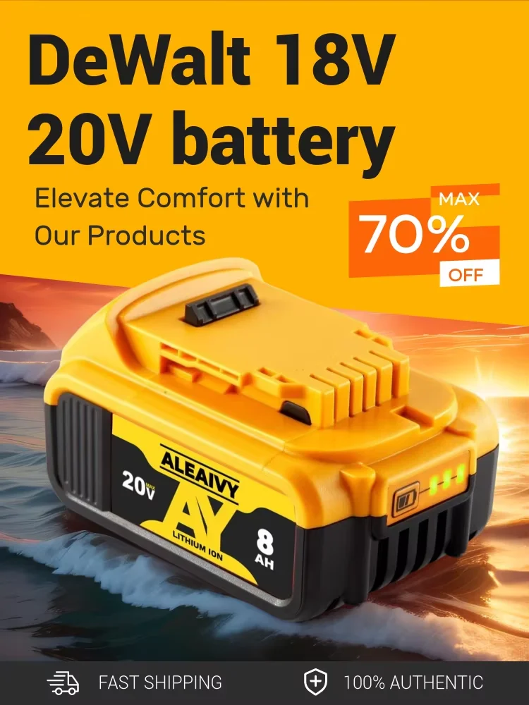 

For Dewalt 18V and 20V Max Power Tool Battery -Versatile, Fully Compatible,DCB180 DCB200 20V 8000mAh Lithium Replacement Battery