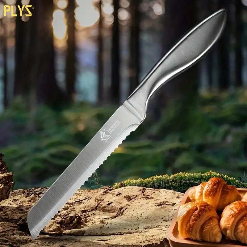 PLYS-Multi-Purpose Stainless Steel Bread Knife for Outdoor Camping and Kitchen Use