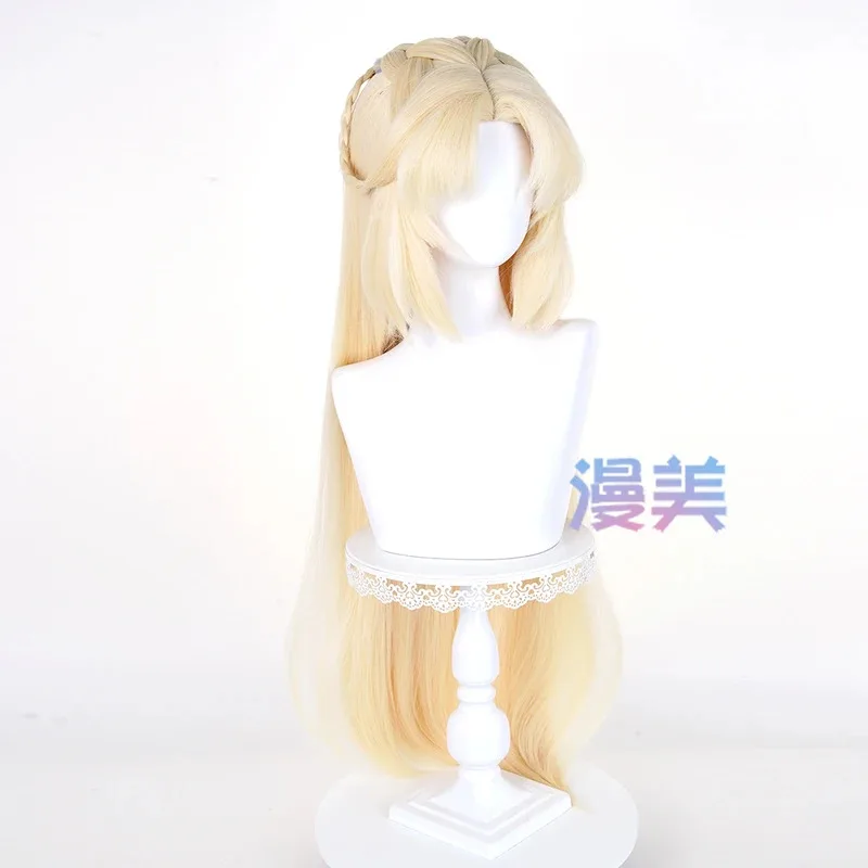 Lqgame genshin impacto nicole reeyn peruca cosplay prop longo quente ouro com cabelo de síntese azul festa de carnaval de halloween para mulher m