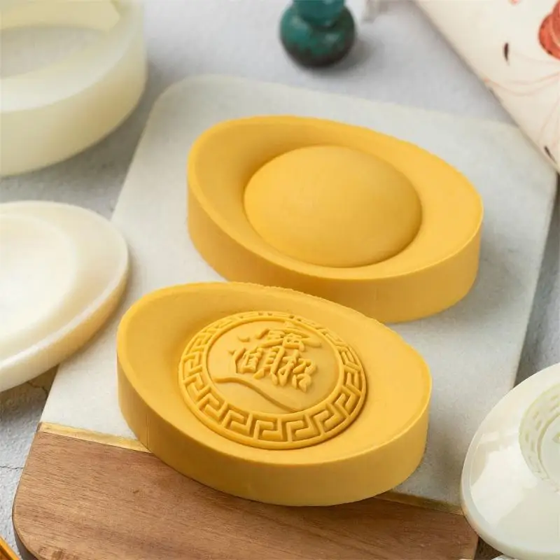Convenient 500g Mooncakes Moulds in Gold Ingot Cake Mould for Festival Treats Q5WC