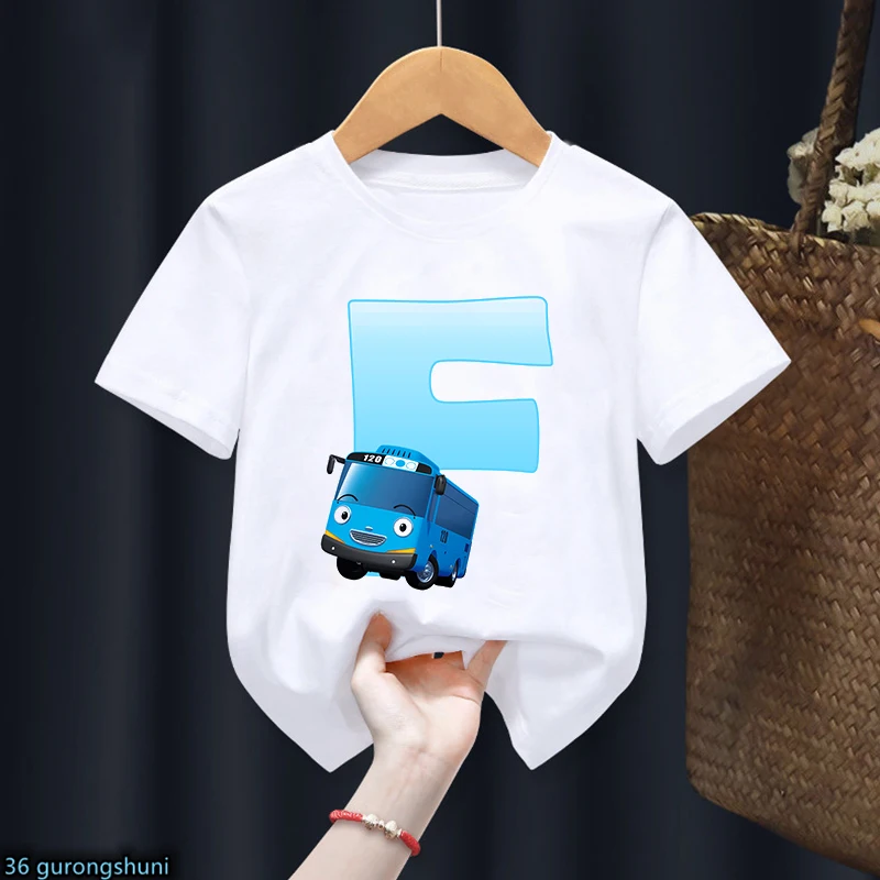 Cute Kids Clothes Tshirt Funny Cartoon Tayo And Little Friends Letter Printing Print Name Boys Girls Universal Tshirt Tops