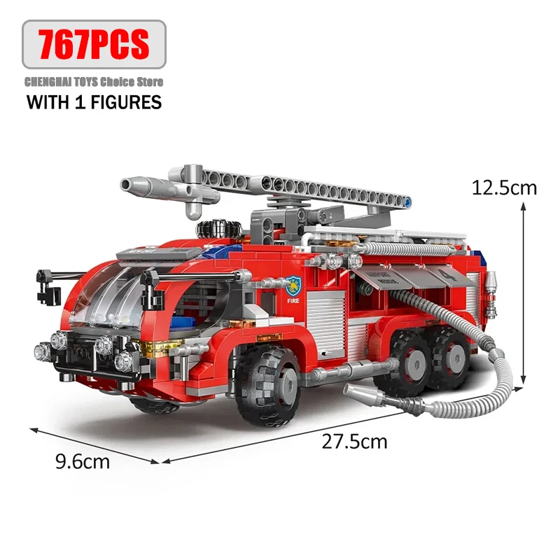 Simulation City Firefighter Rescue Engineering Vehicle Movable Building Block Fire Trucks Model Kit Childrens Assembled Toy Gift