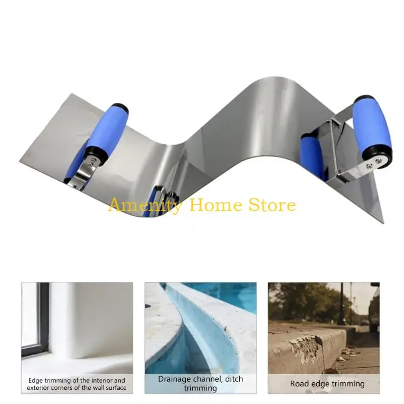 F26C Stainless Steel Z Concrete Edger With Ergonomic Grip Curb Hand Tool For Construction And Roadside Work