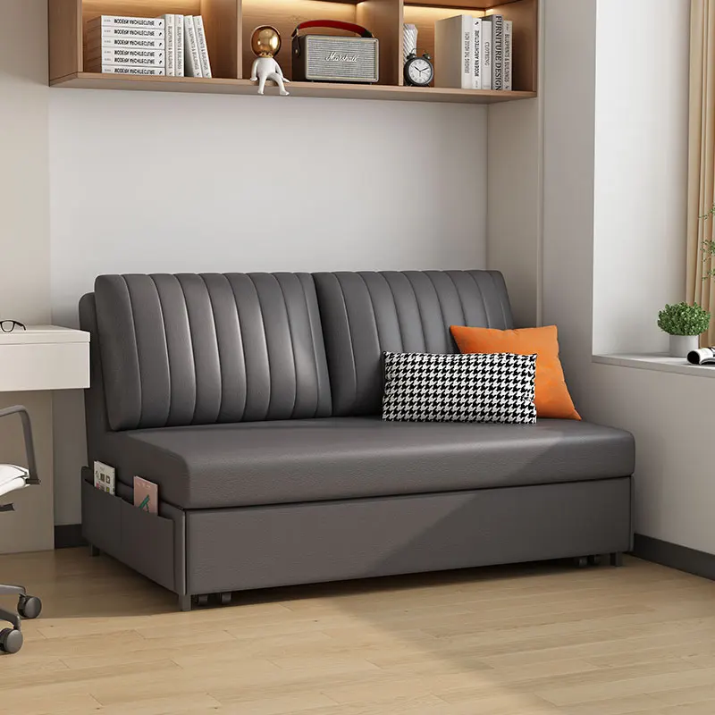 Мебель для отеля, 2-местный деревянный каркас, тканевая кожаная кровать для гостиной с складным диваном для хранения вещей