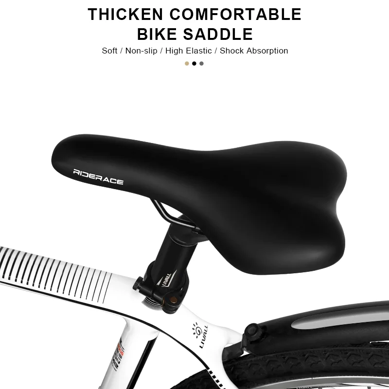 RIDERACE Bicycle Saddle Memory Foam Comfortable Thicken Soft For Road Bike Seat PU Leather Sponge Shockproof Cycling Cushion