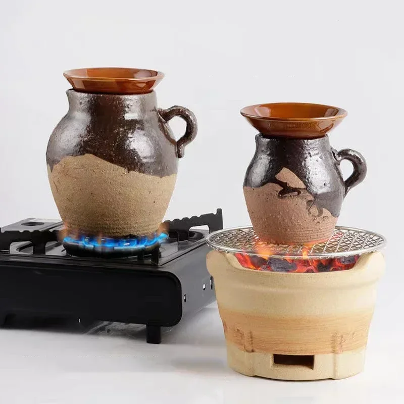 0.5L 1L Casseroles Pot Clay Pot Medicine Simmering Stew Fire Stew Soup Pregnant Health Casserole Porridge with bowl