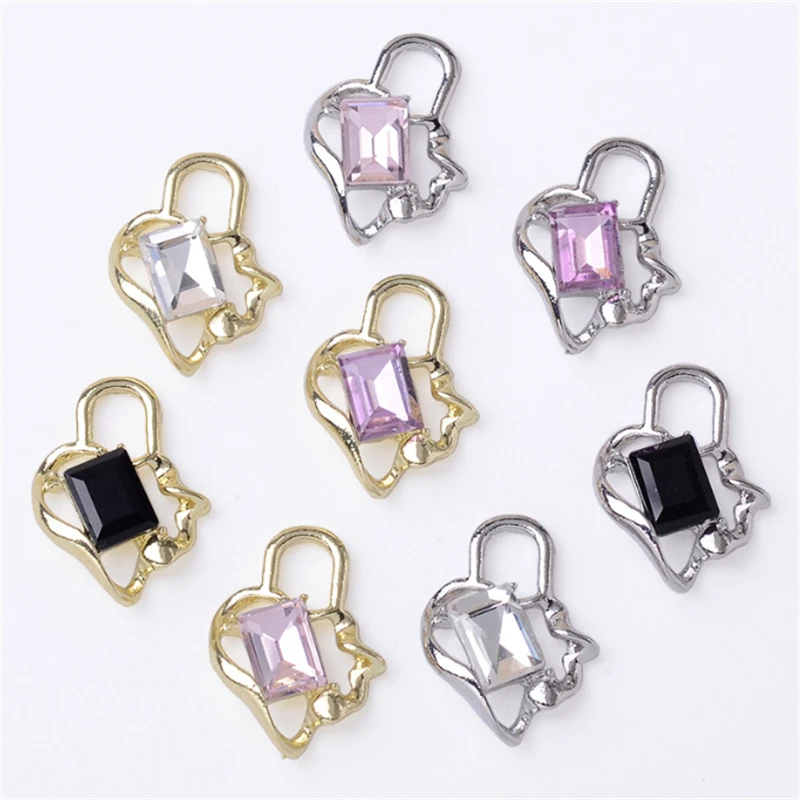 

50Pcs/Lot New 14K Gold Color Plated Crystal Square Heart Charms Connectors DIY for Earrings Necklace Pendant Jewelry Accessories