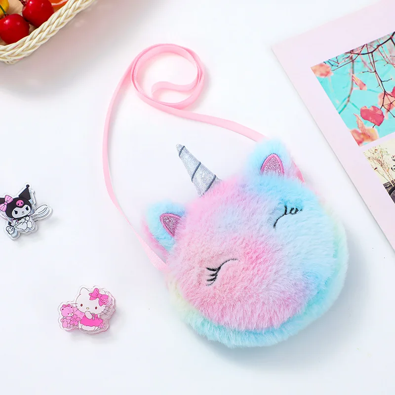 Kid Shoulder Bag Girl\'s Cute Waist Bag Young Girl Crossbody Bag Winter Cartoon Plush Round Girl Bags Mochilas Para Niños Escolar