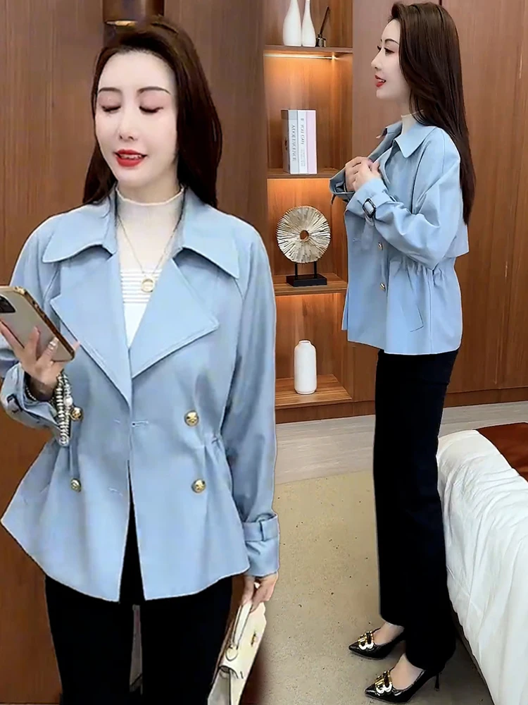 เสื้อโค้ททรงหลวมสไตล์เกาหลีสำหรับผู้หญิง ฤดูใบไม้ร่วง 2025 รุ่นใหม่ ช่วยพรางหุ่น ดูอ่อนวัย แขนยาว