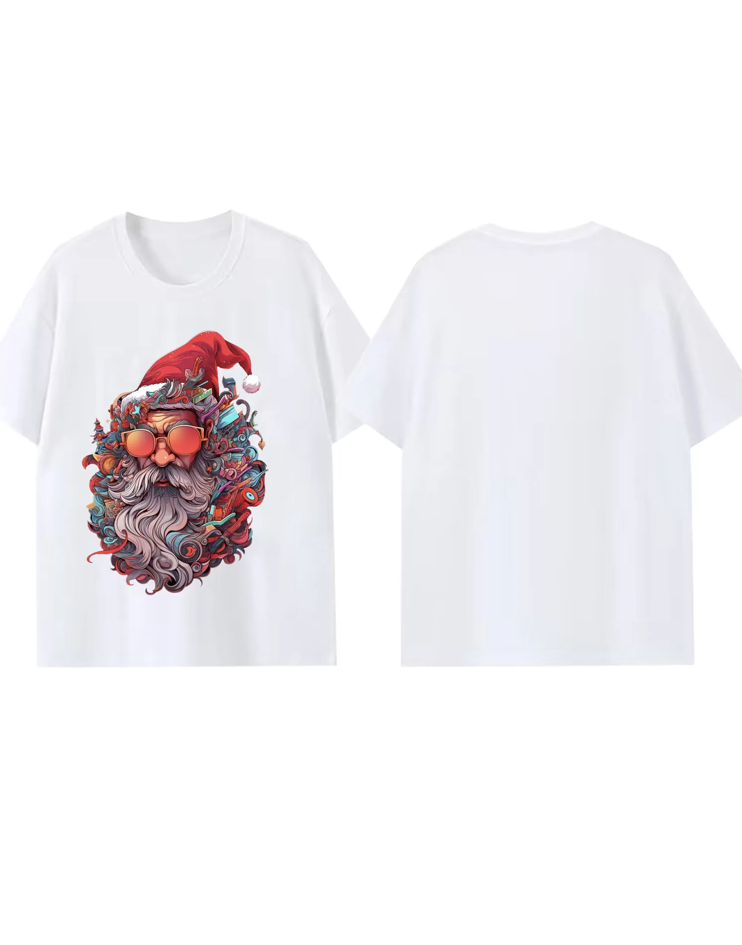 2025 Moda estiva 100% cotone Tech Santa T-shirt Moda uomo e donna Casual Street Wear T-shirt stampata