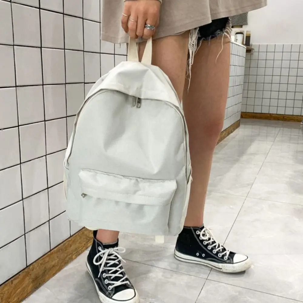 Casual Simple Solid Color Backpack Fashion Schoolbag School Bags Large Capacity Travel Backpack Book Bags Teenagers