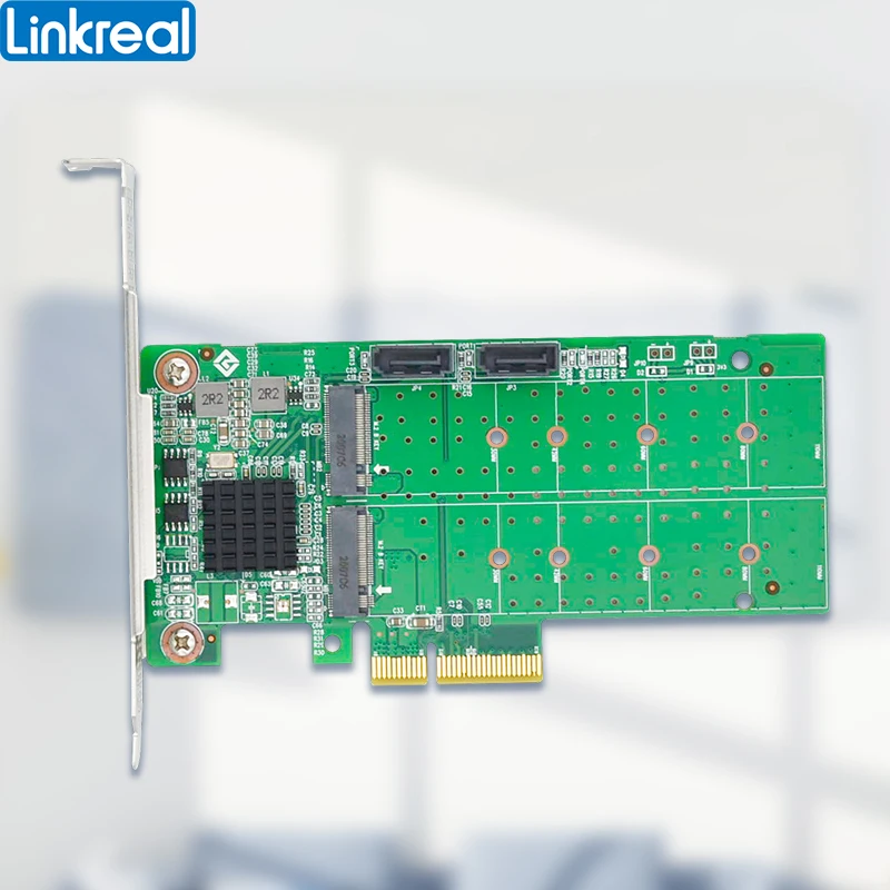 Linkreal Four-Lane PCIe 2.0 4 Port M.2 SATA 3.0 RAID Controller Card with Marvell 88SE9230 Chipset-LRST9630-2M2S