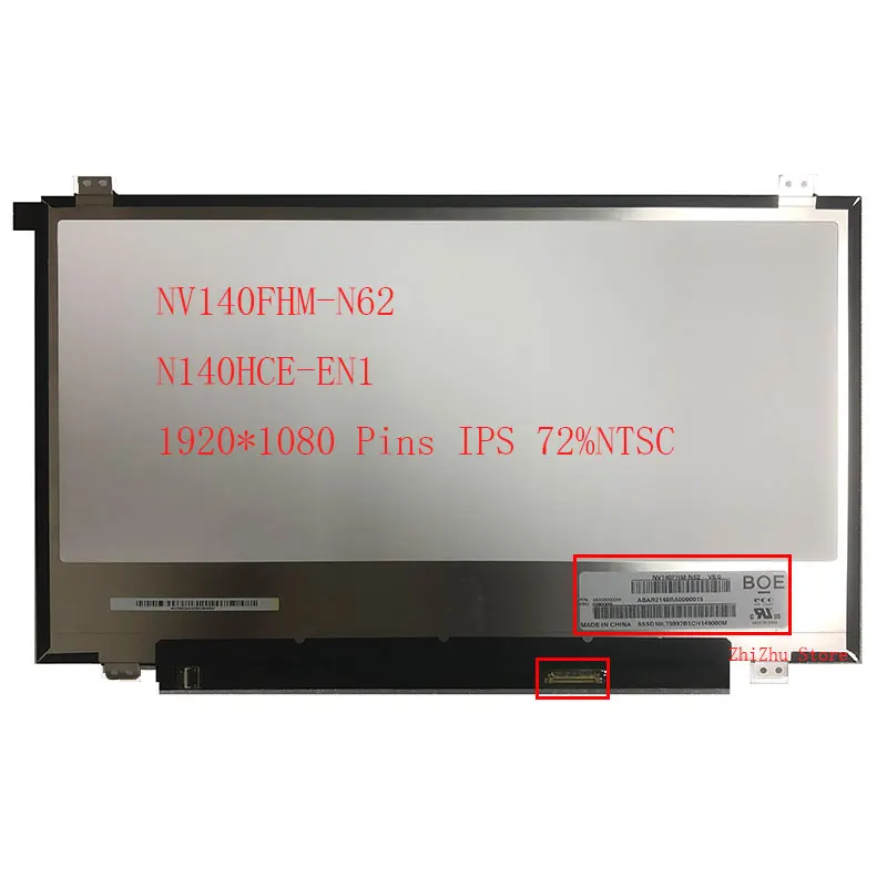 

14" IPS display matrix panel NV140FHM-N62 N140HCE-EN1 Rev C2 laptop led lcd screen 72%NTSC FHD 30pins 1920*1080