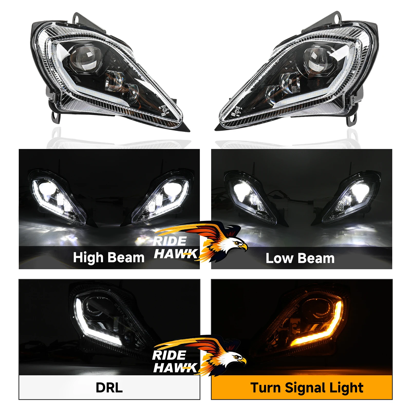 야마하 랩터 700R 700 YFZ450 450R 450X 울버린 450 350 랩터 250 350 2006-2025용 E24 ATV 헤드라이트, 방향지시등 포함