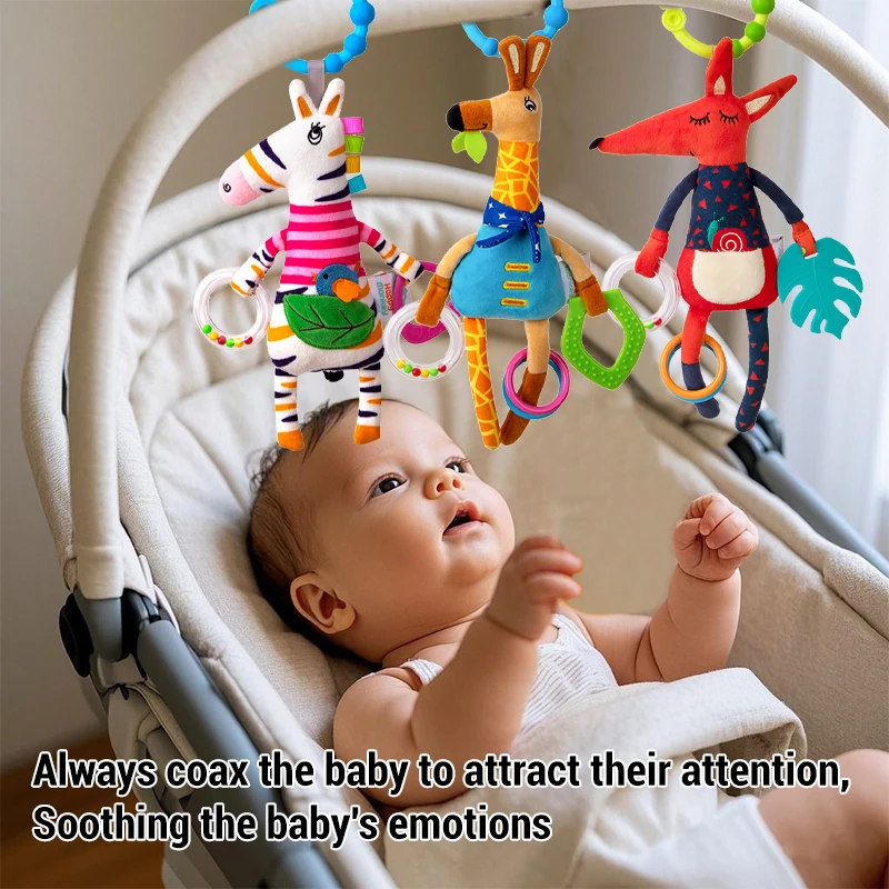 Crib Hanging Rattles Toys Baby Toys Soft Giraffe Infant Rattles Early Education Development Handle Toys Gifts 0-24 Months
