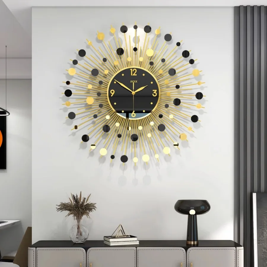 

Gold Living Room Wall Clock Decoration Hand Art Home Wall Clock Pieces Gift Round Modern Black Fashion Duvar Saati Home Decor