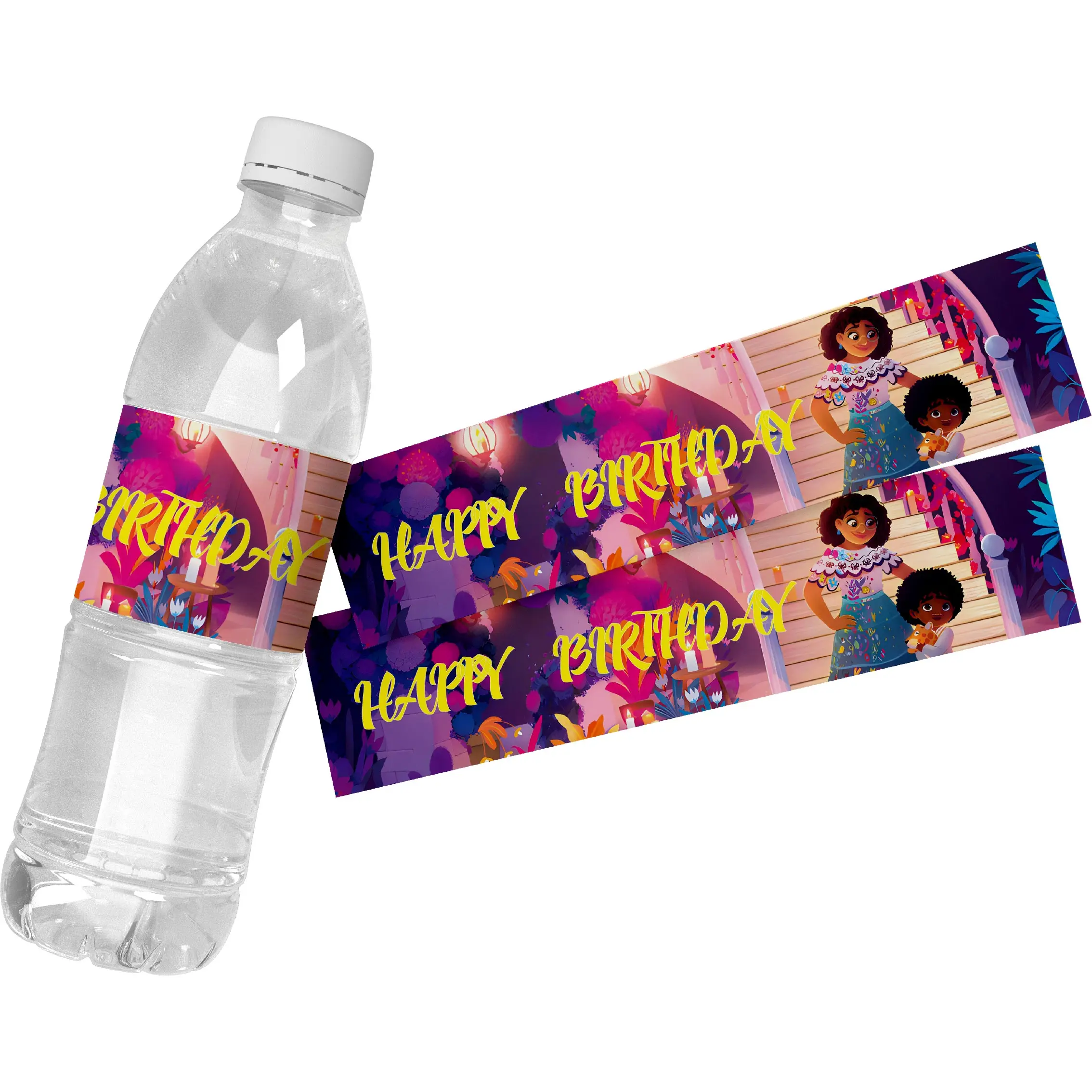 6pcs Custom Disney Encanto Water Bottle Labels for Party Kid Baby Shower Stickers Personalized Birthday Favour Party Event Decor