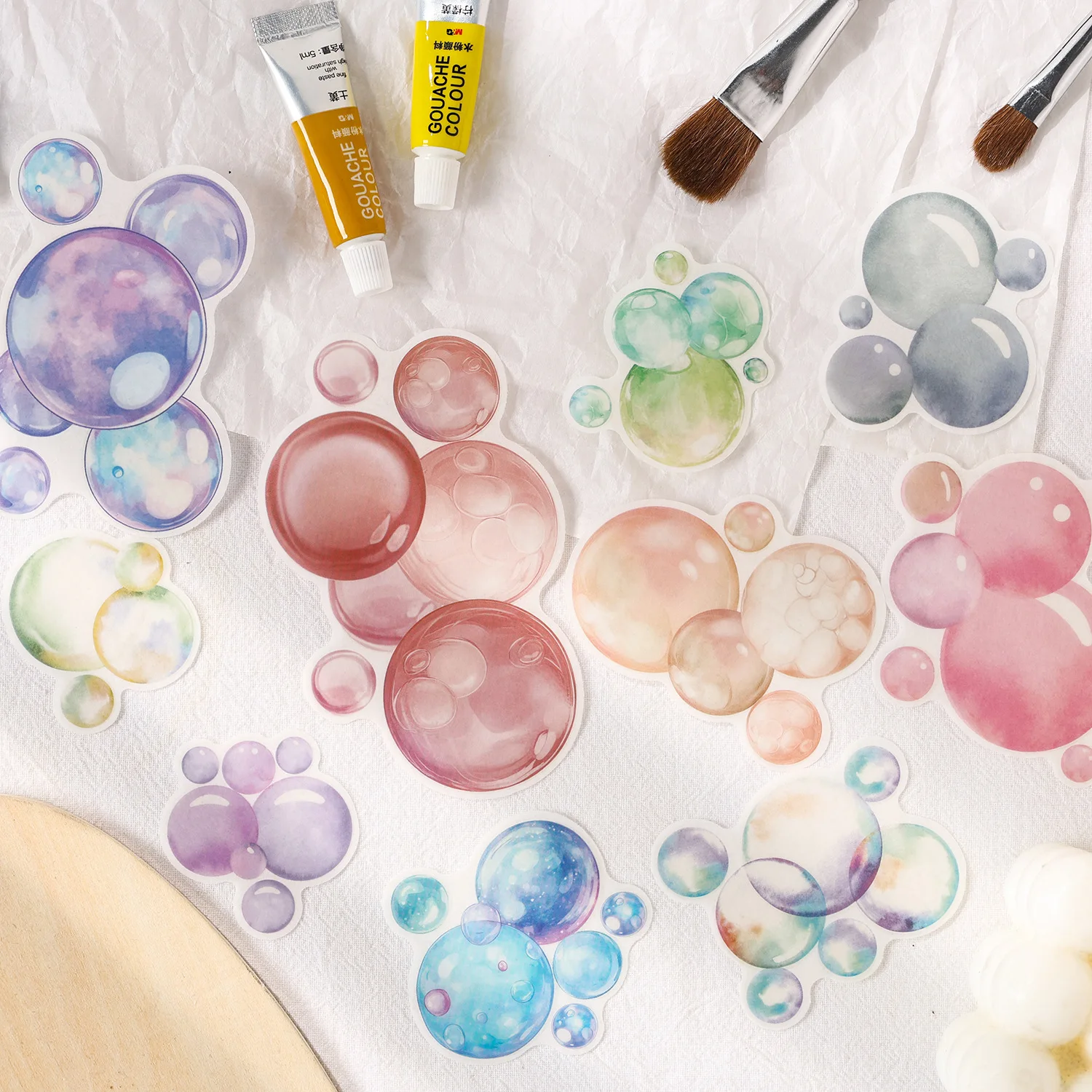 Shallow Summer Illusion Series Vintage Smudge Bubble Landscape Sticker Creative DIY Journal Material Collage Stationery