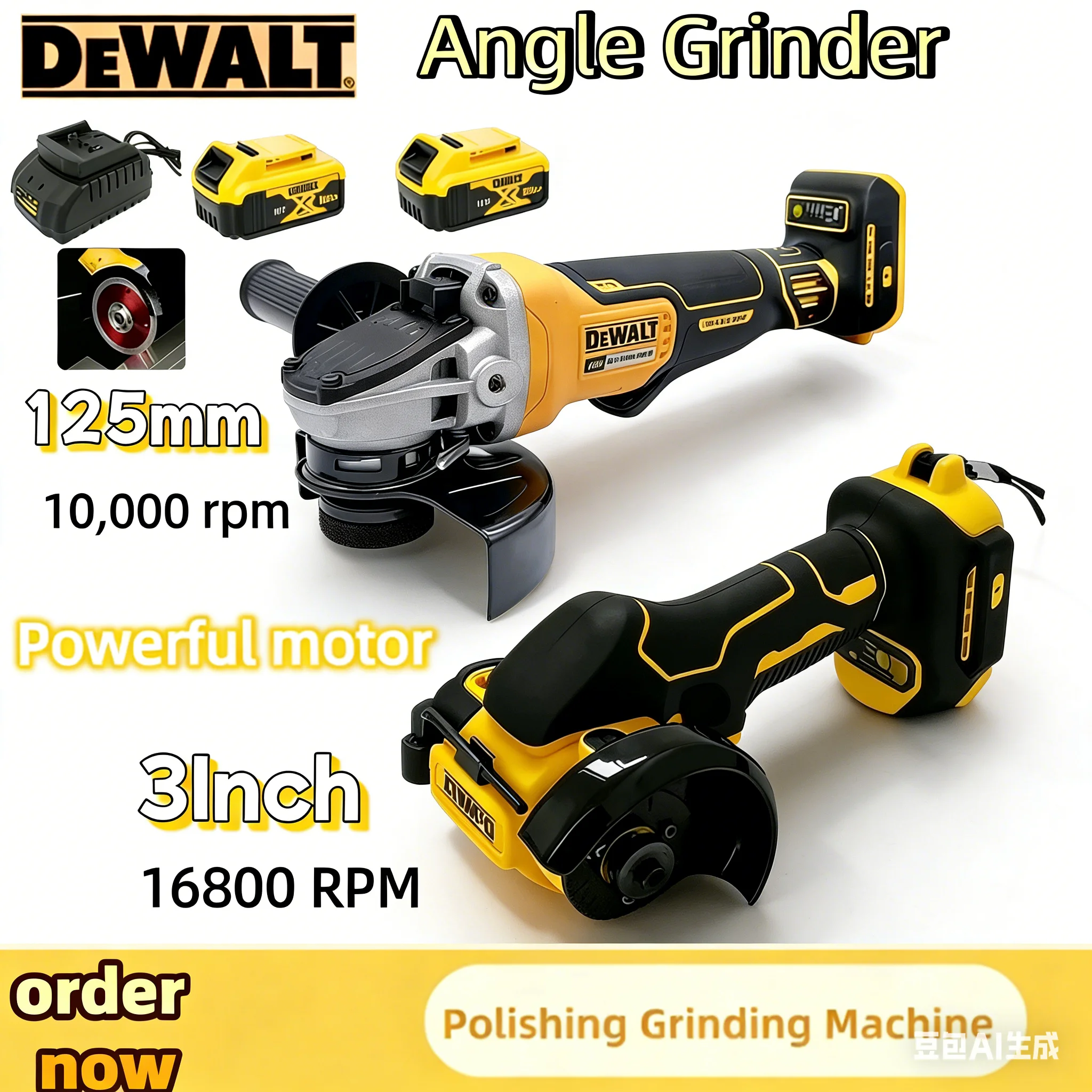 

Аккумуляторная угловая шлифовальная машина DEWALT для резки и полировки, электрическая алмазная шлифовальная машина, электроинструмент