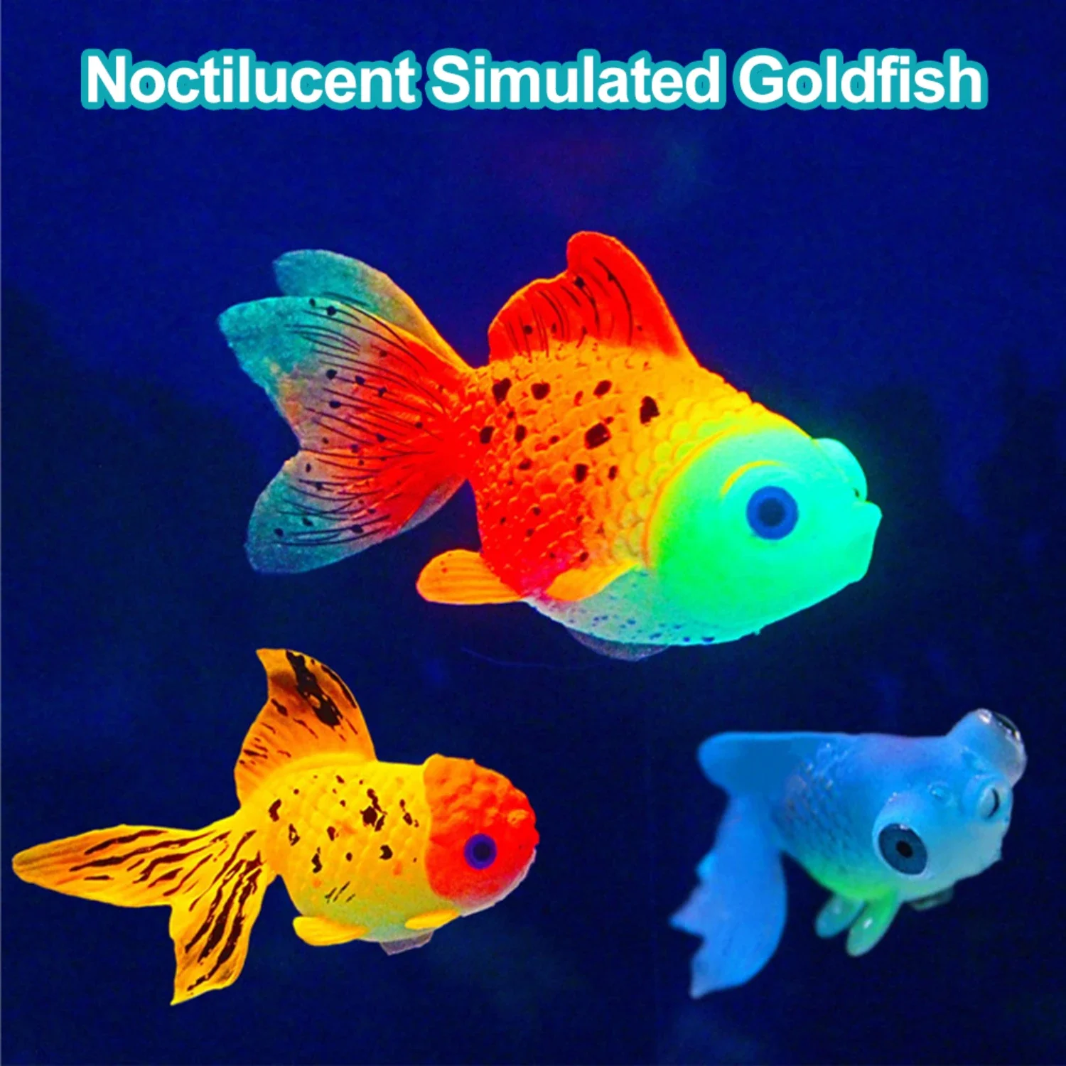 Eye-catching Vibrant Lifelike Moving Colorful Artificial Glow In the Dark Goldfish - Realistic Floating Aquarium Fishes - Stunni