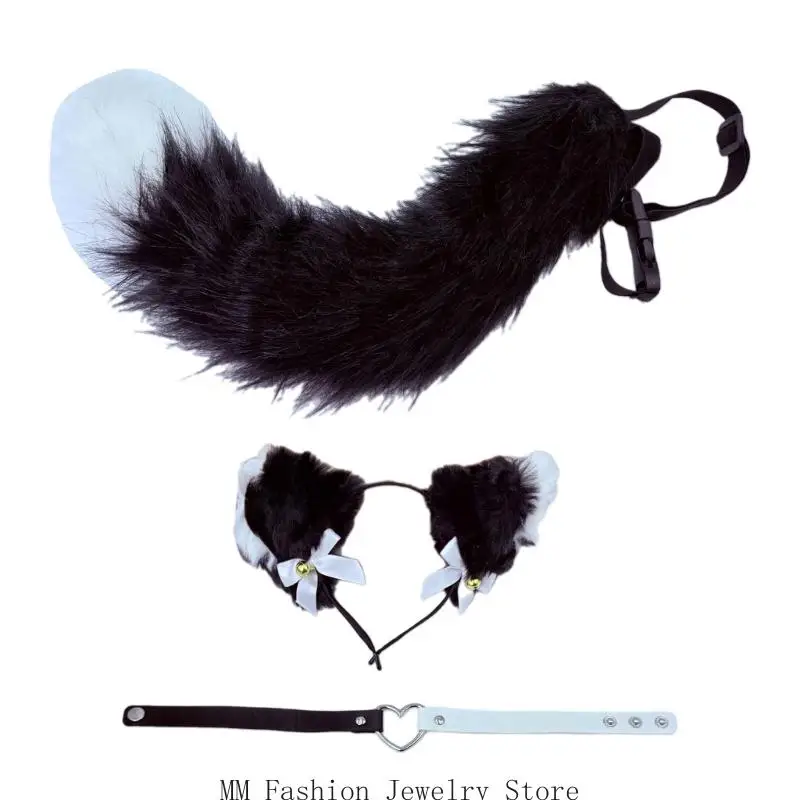D0ub gatti costumi lupo volpe orecchie testa gatti coda cooker per il natale Halloween Cosplay COSTRUTTO Accessori in