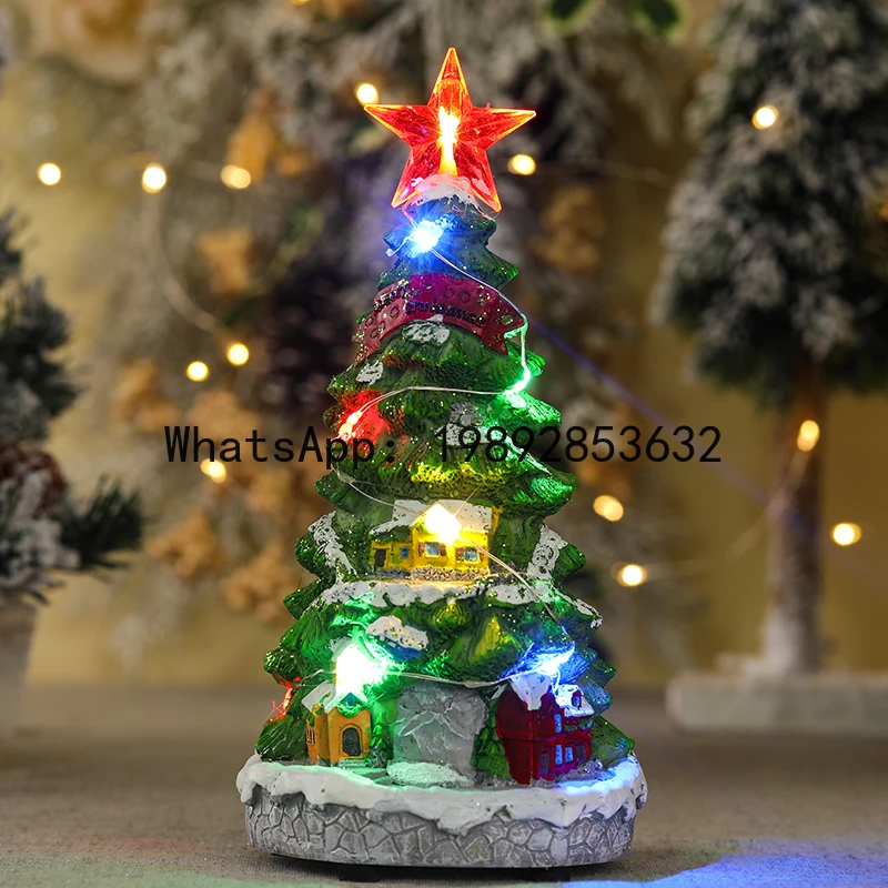 

XL Christmas Decoration Resin Santa Claus House Christmas Tree Arrangement Ornament