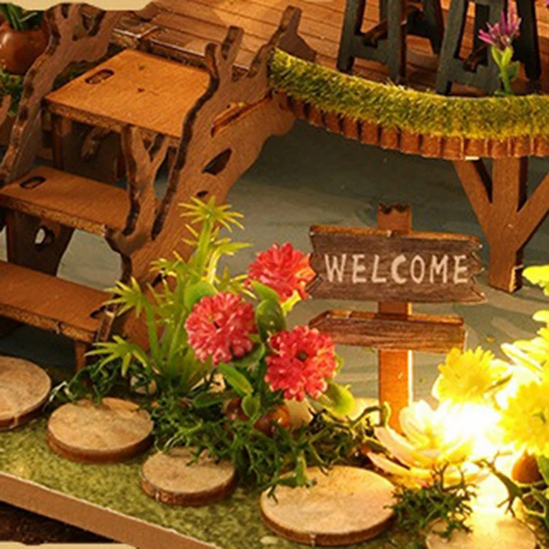 DIY Wooden Adventure House Building Kit Assembled Bookshelf Home Decor Friend Birthday Gift-SPMI