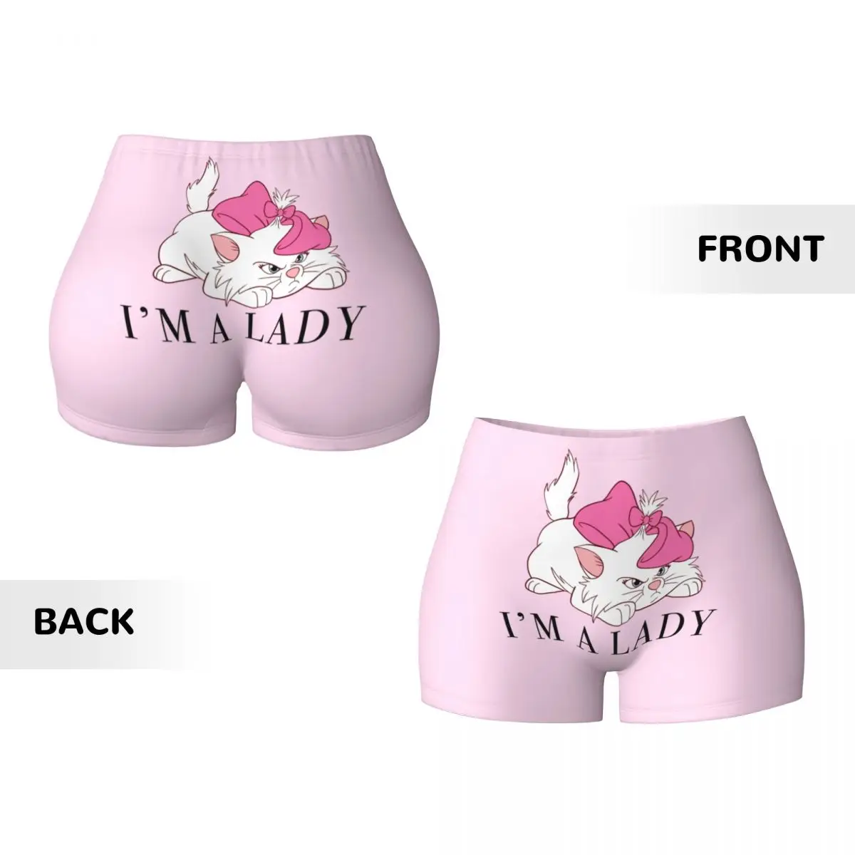 Custom Baby White Angry Kitty With Pink Bows Running Volleyball Gym Shorts Women Funny Marie Cat Athletic Workout Yoga Shorts image 5