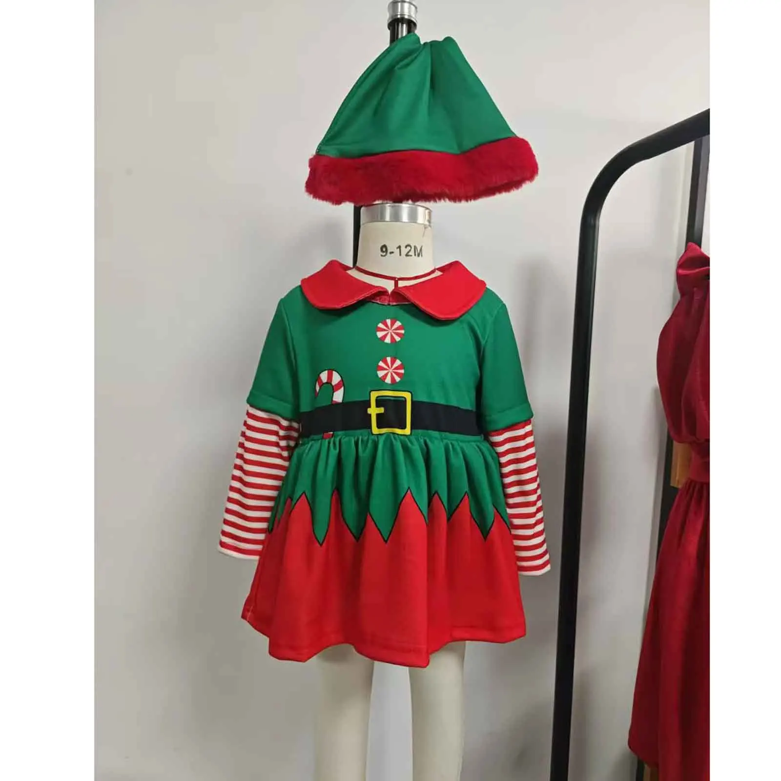 Christmas Baby Clothing Newborn Boy Girl Photography Santa Claus Costumes Sets Autumn Green Romper Elf Hat 2pcs Bodysuit Outfits