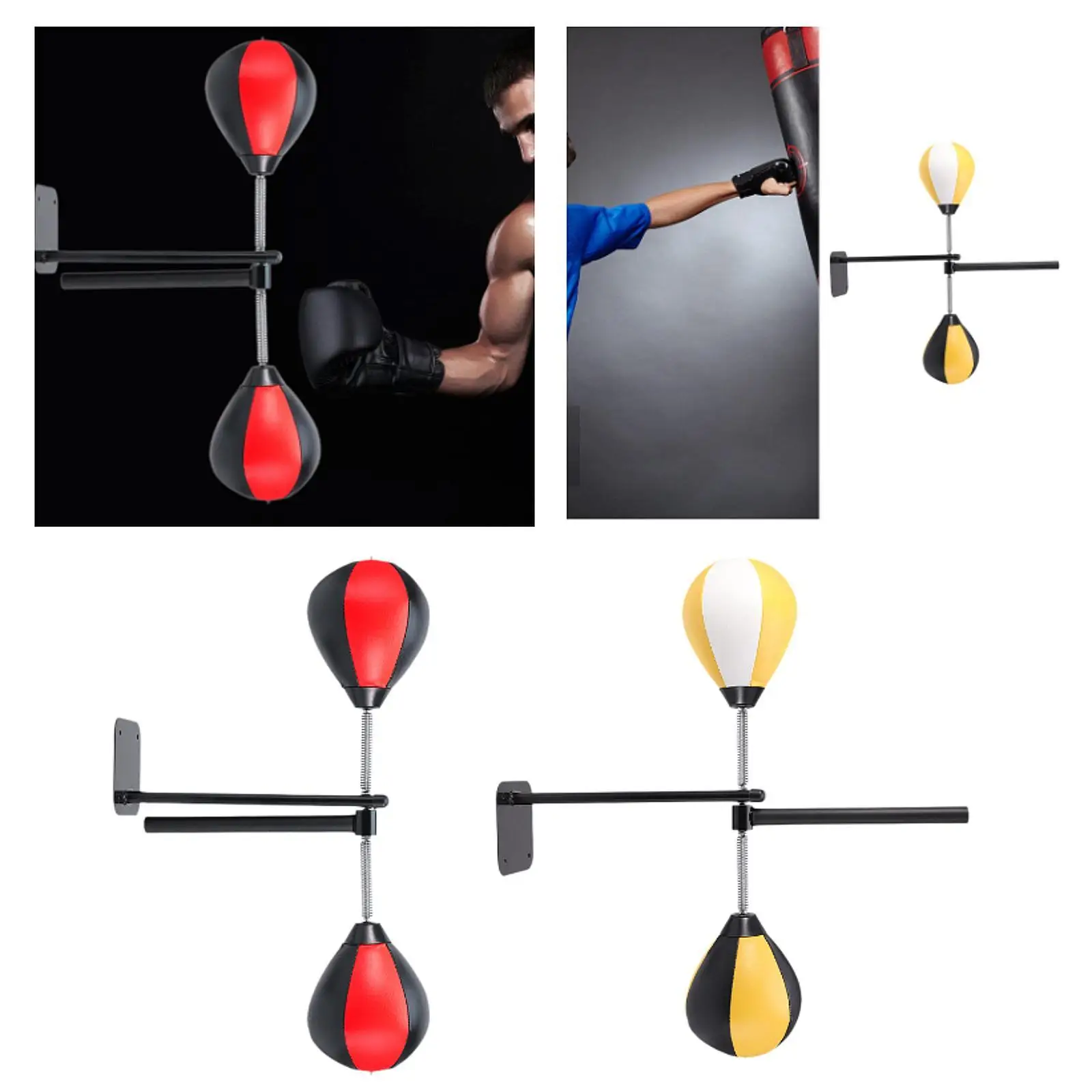 Boxing Bar with 2pcs Speed Ball, Multifunction Wall Mounted MMA Speed Trainer, Folding pole