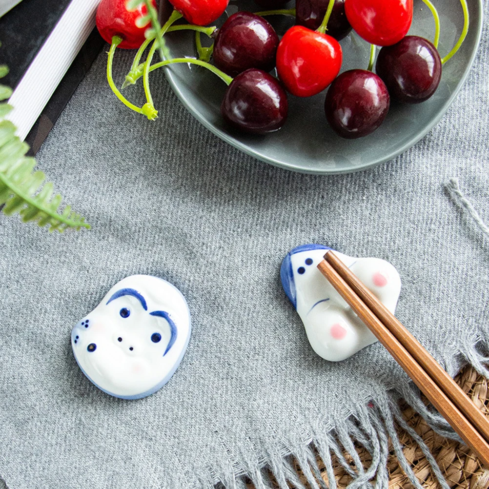 

2Pcs Chopstick Holder Ceramic Mini Stand for Spoon Fork Rest Japanese Style Tableware Kitchen Dining Accessory Dinnerware