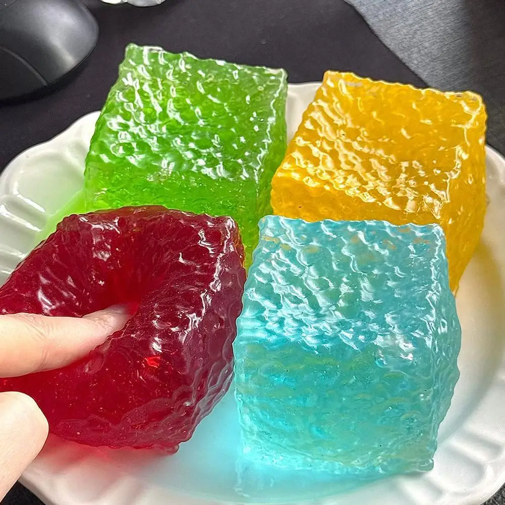 

Прозрачная игрушка-кубик из желе с блестками, мягкий антистрессовый мячик, сенсорная игрушка для снятия стресса, подарок