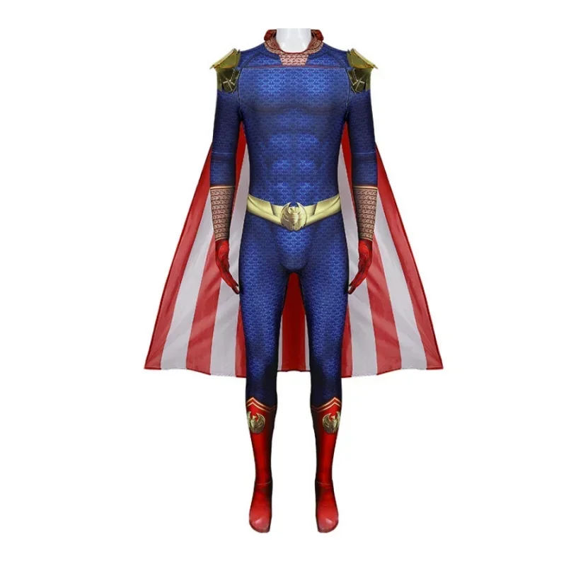 The Boys Cospaly Superhero The Homelander Costume Adult Halloween Costumes Antony Starr Jumpsuit with Cloak Shoes Bodysuit