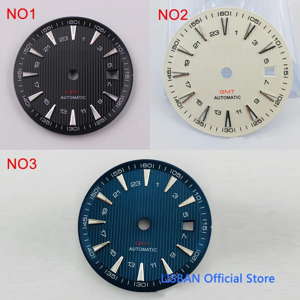 31mm blue black white watch Dial luminous Fit ETA 2836/2824 DG2813/3804 Miyota 8215 821A 8205 automatic movement