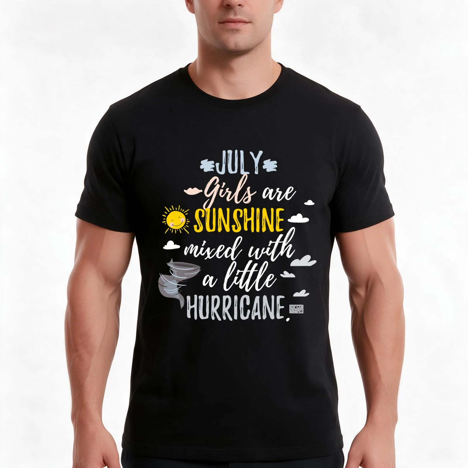 JULY Girls Sunshine and Hurricane Birth Month T-Shirt, Summer Casual Cotton Tee, Oversized Streetwear Tops, Unisex Men Women